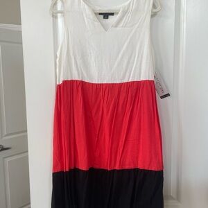 Colorblock Sleeveless Dress - Red, White, and Black
